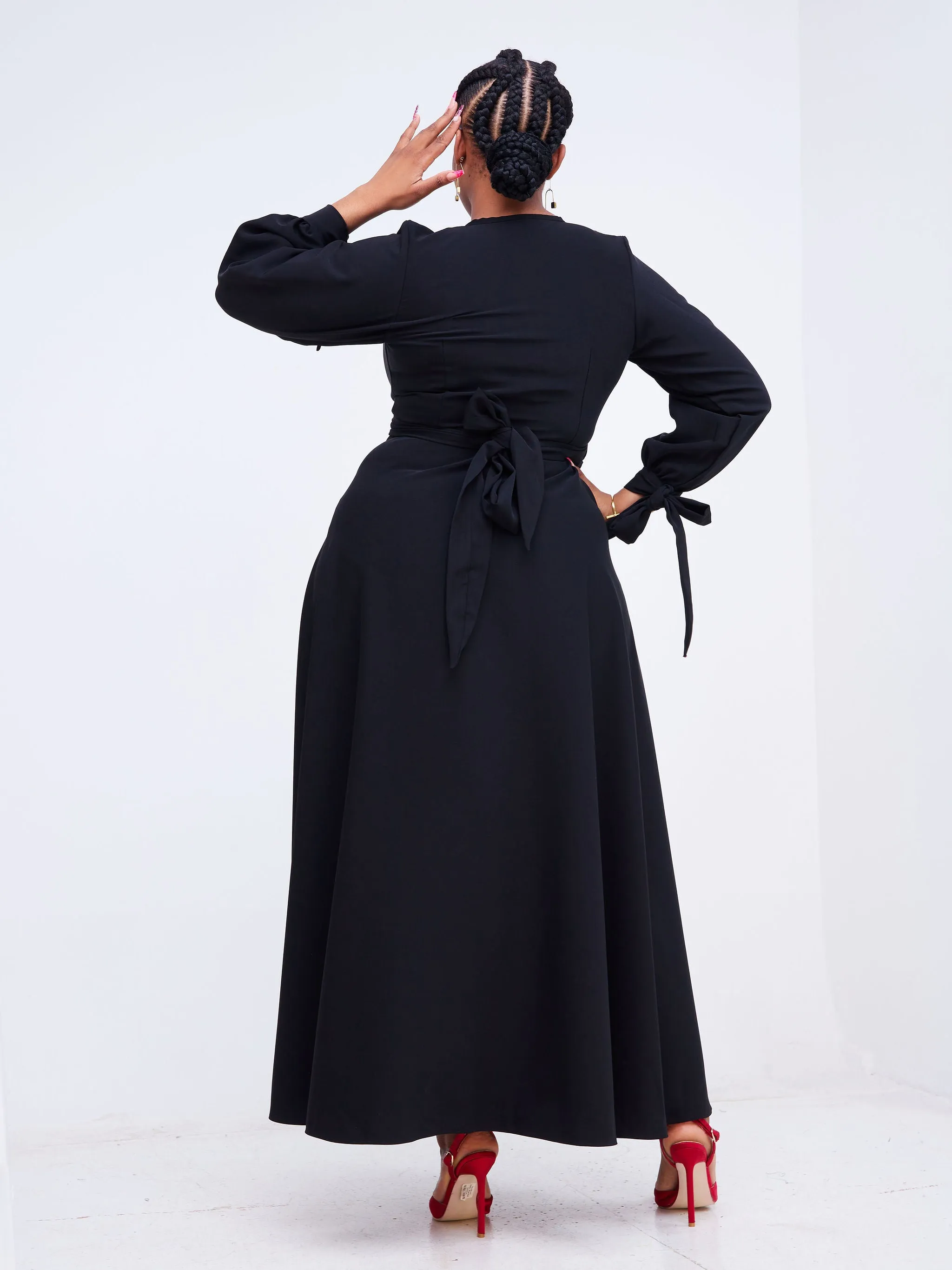 Asali Maxi Wrap Dress - Black