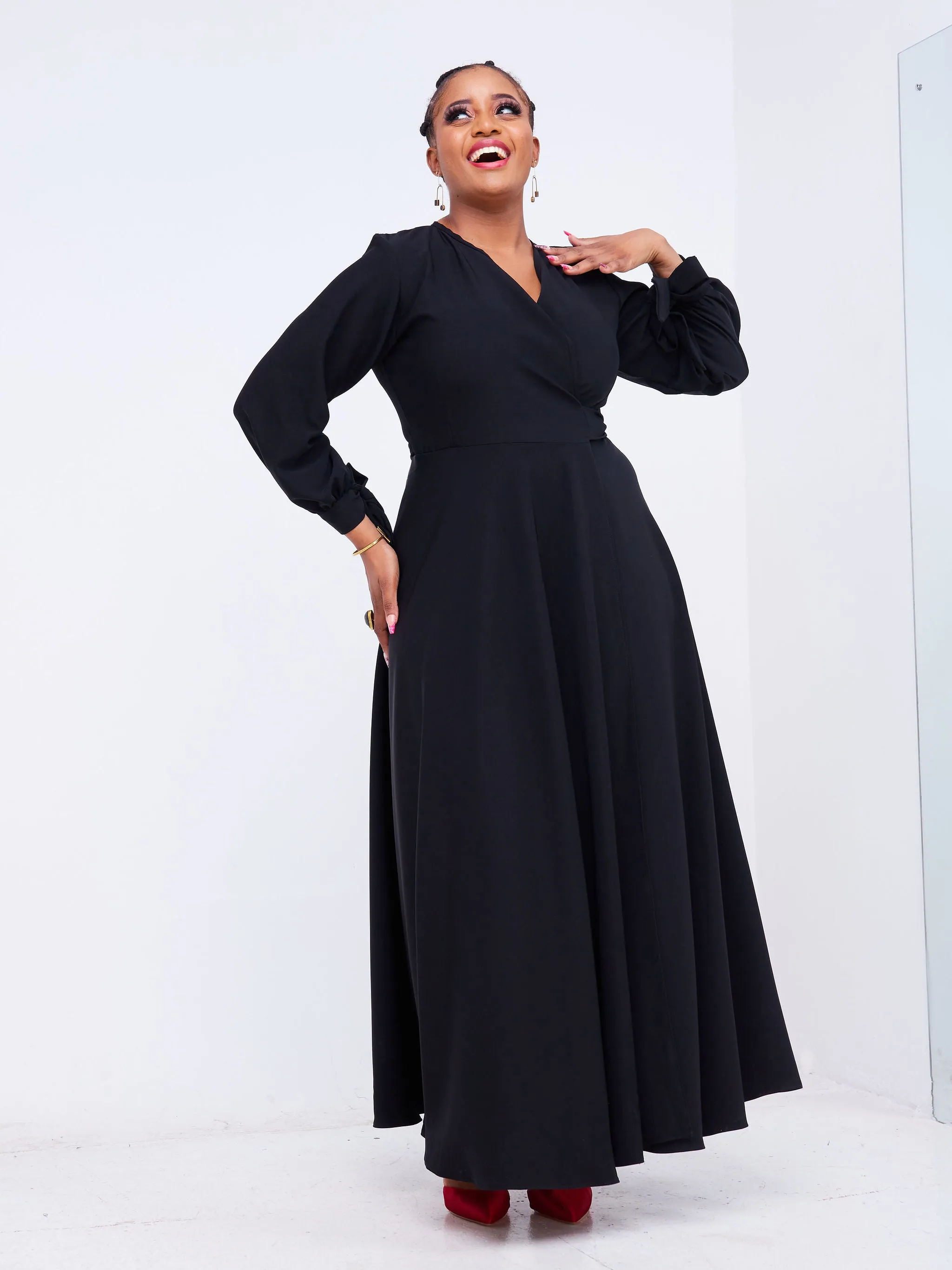 Asali Maxi Wrap Dress - Black
