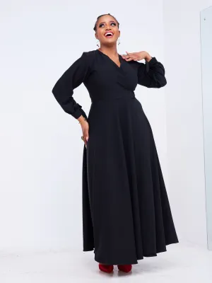 Asali Maxi Wrap Dress - Black
