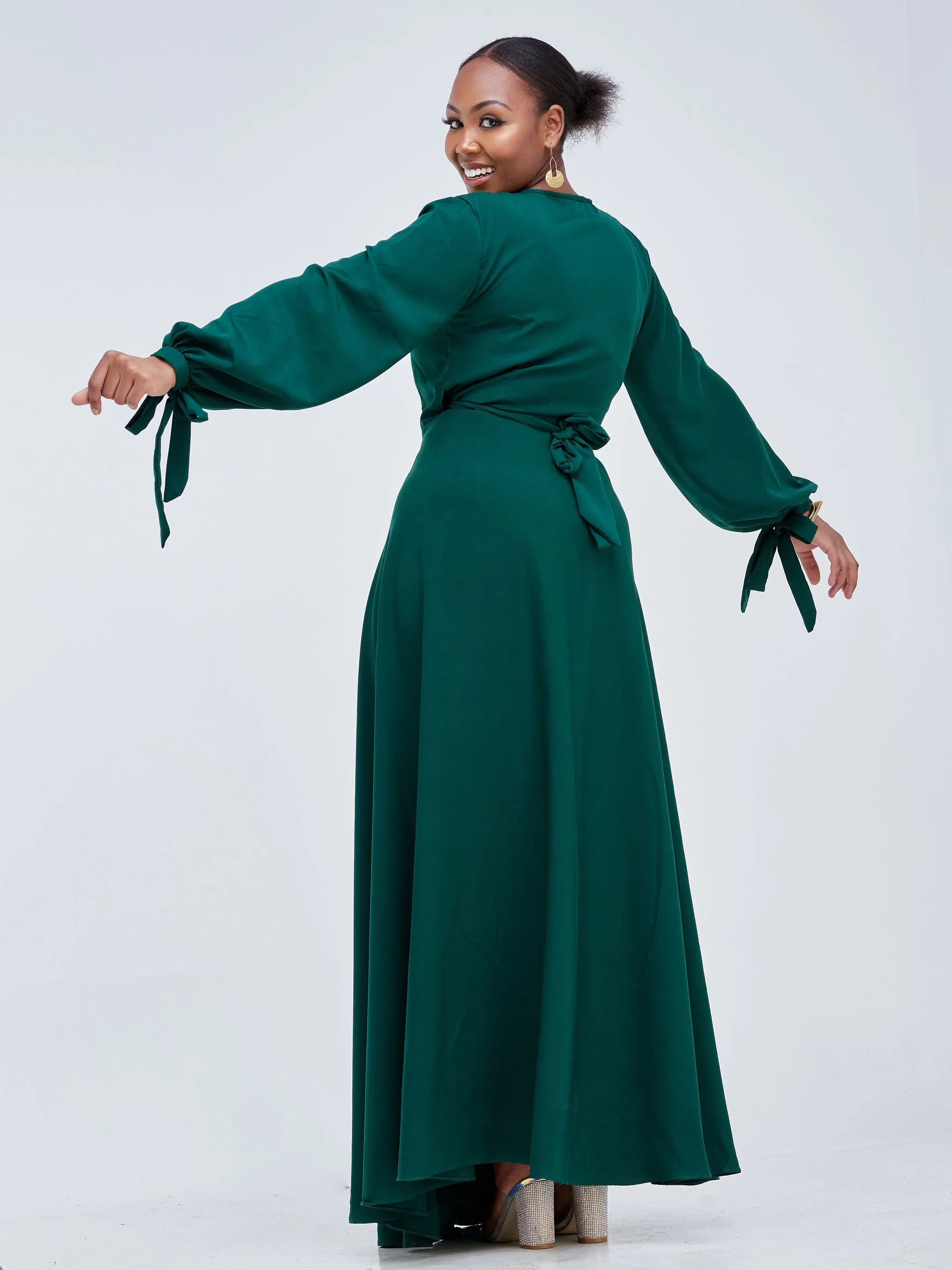Asali Maxi Wrap Dress - Emerald Green