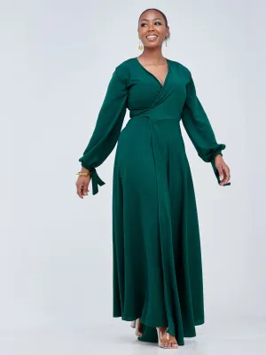 Asali Maxi Wrap Dress - Emerald Green
