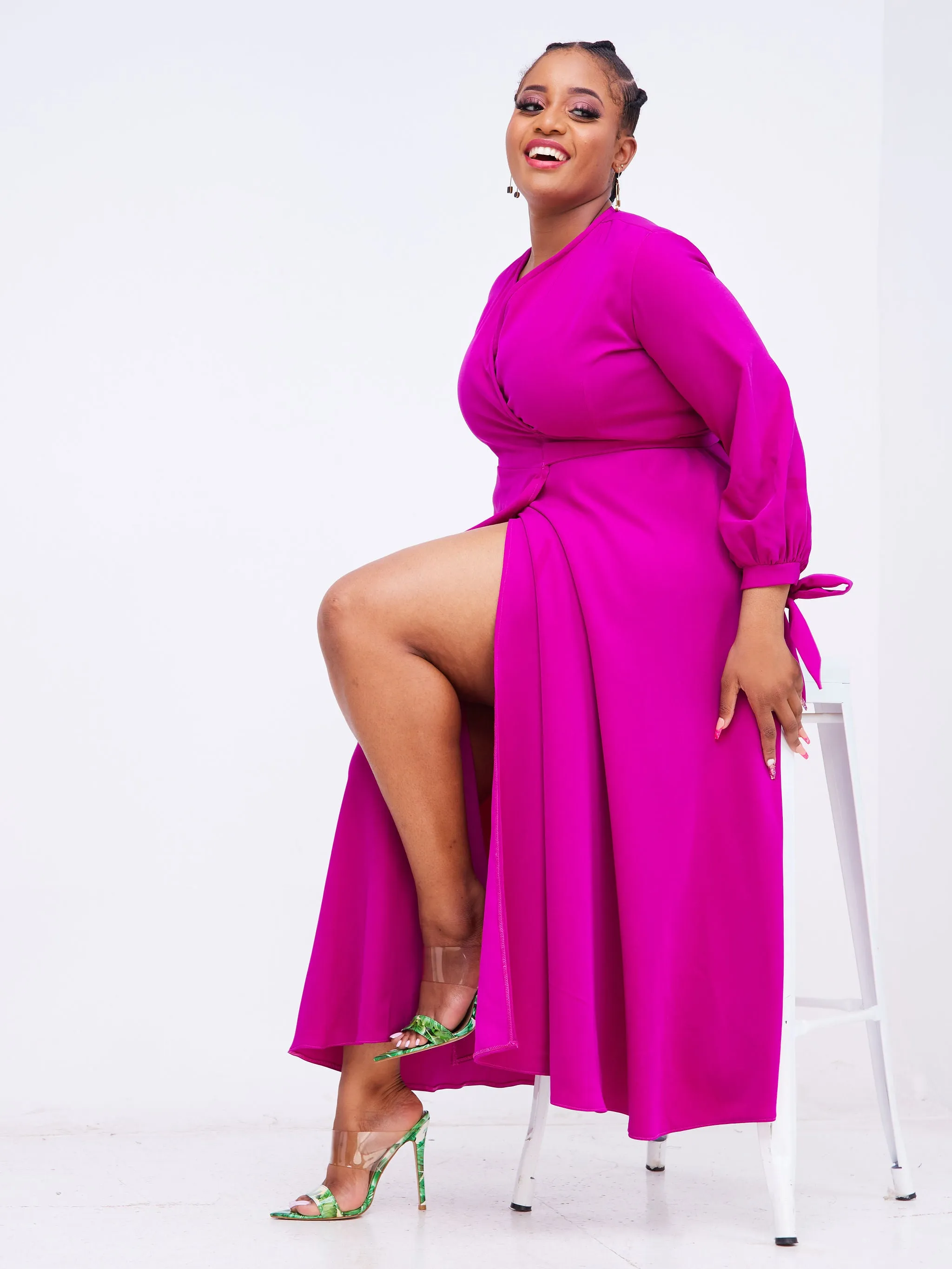 Asali Maxi Wrap Dress - Fuchsia