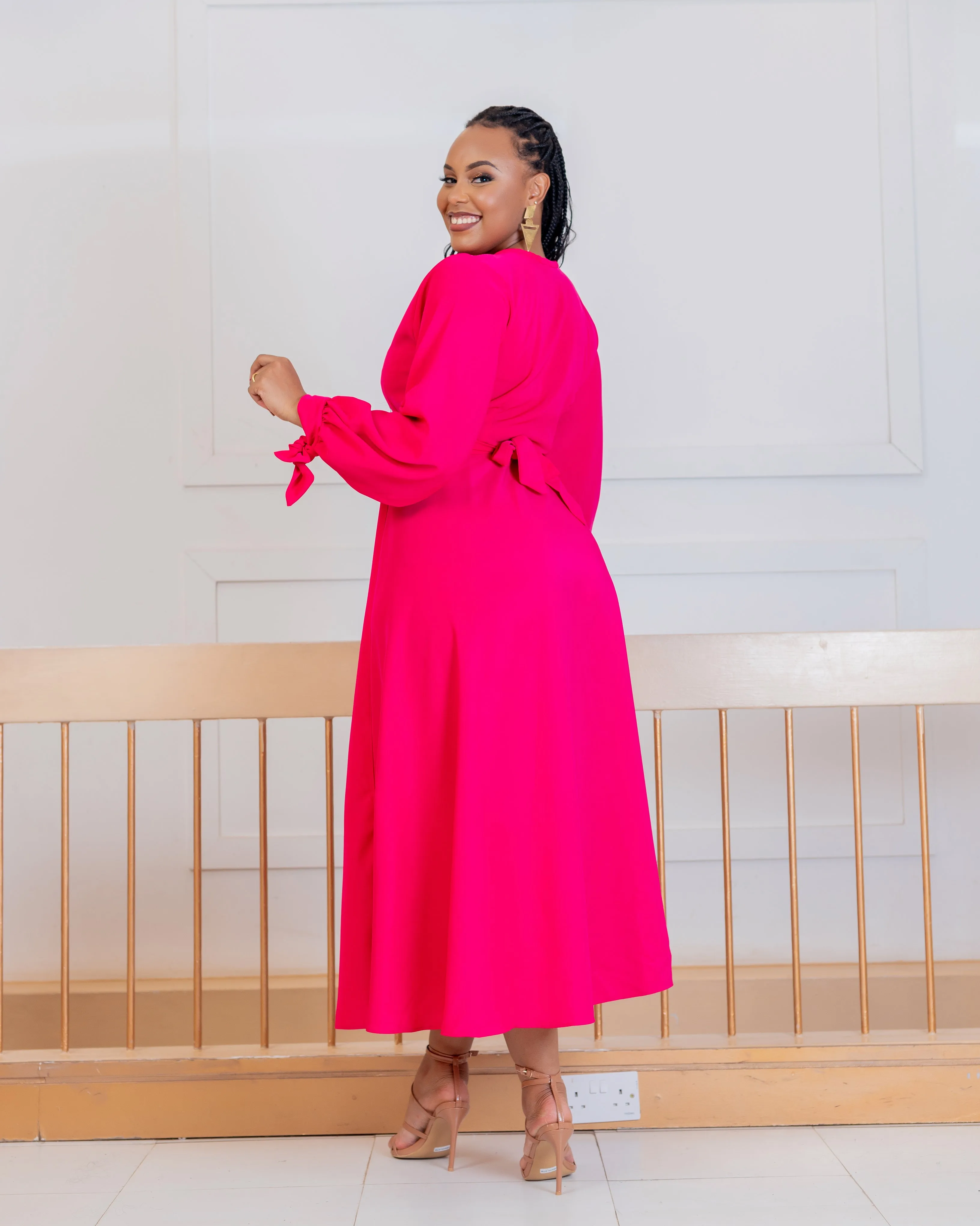 Asali Maxi Wrap Dress - Hot Pink