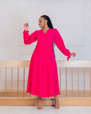 Asali Maxi Wrap Dress - Hot Pink