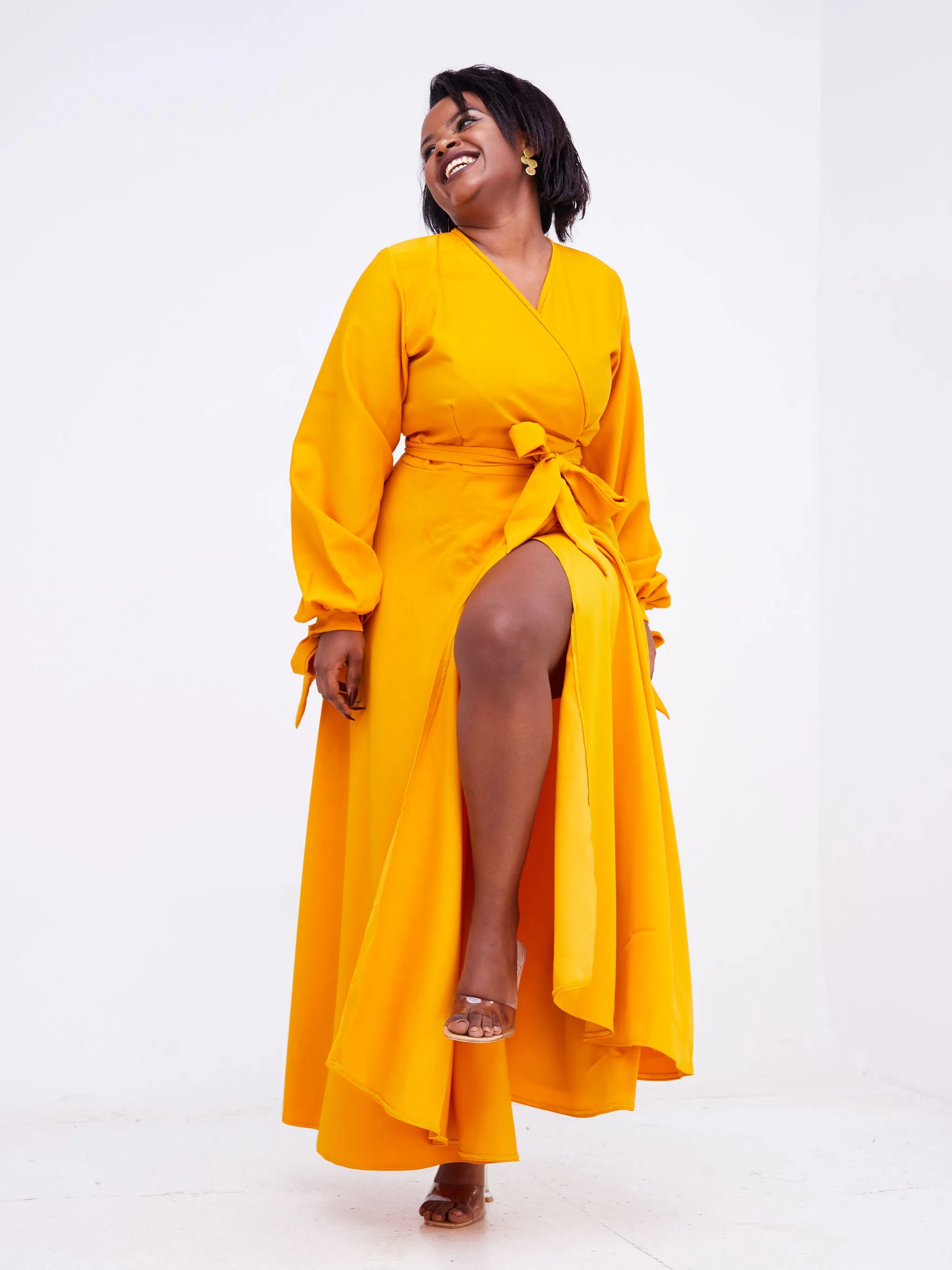 Asali Maxi Wrap Dress - Mustard Yellow