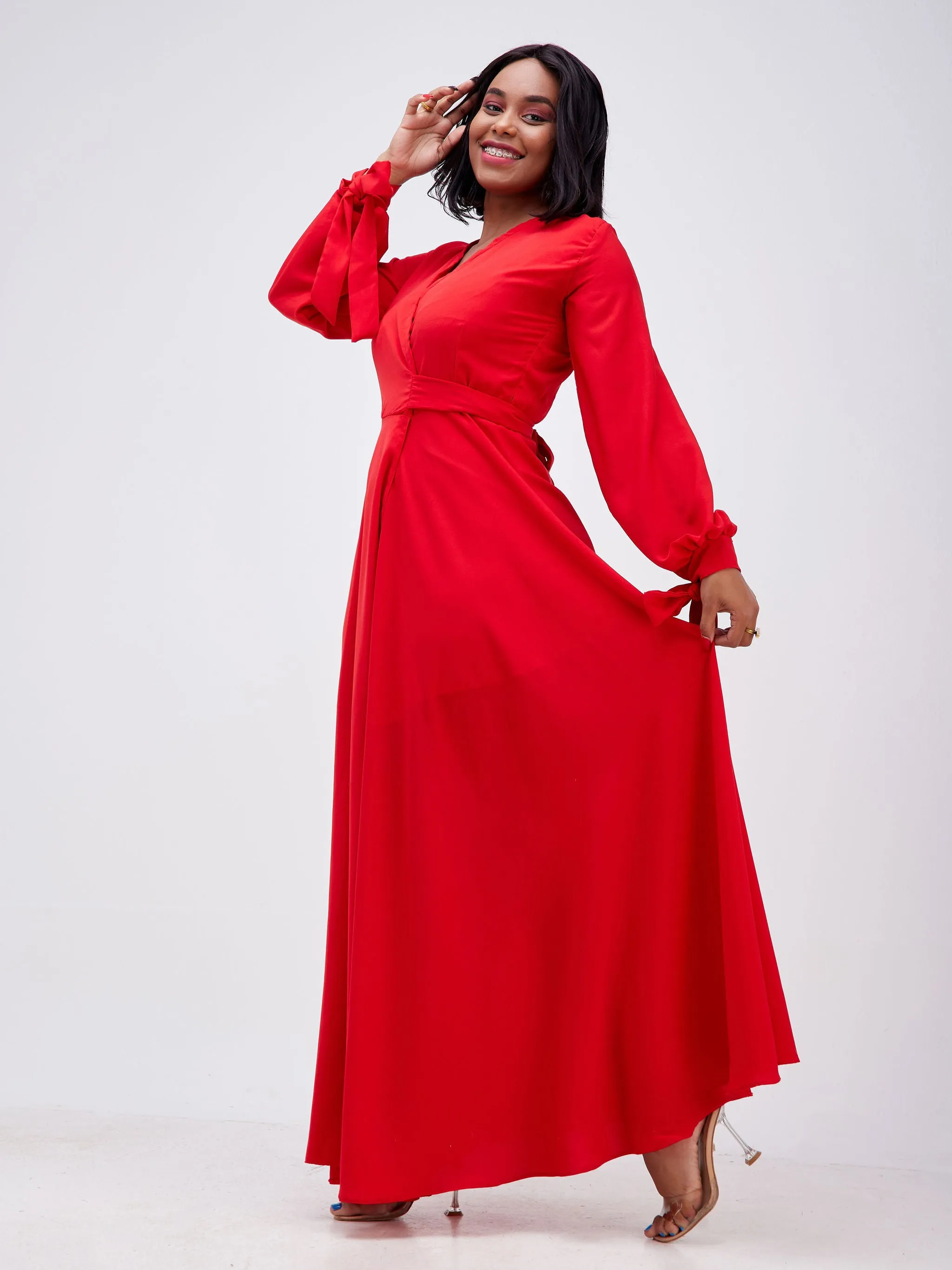 Asali Maxi Wrap Dress - Red