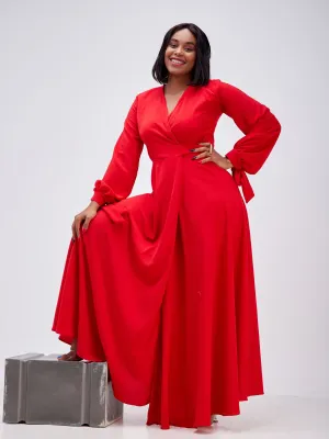 Asali Maxi Wrap Dress - Red