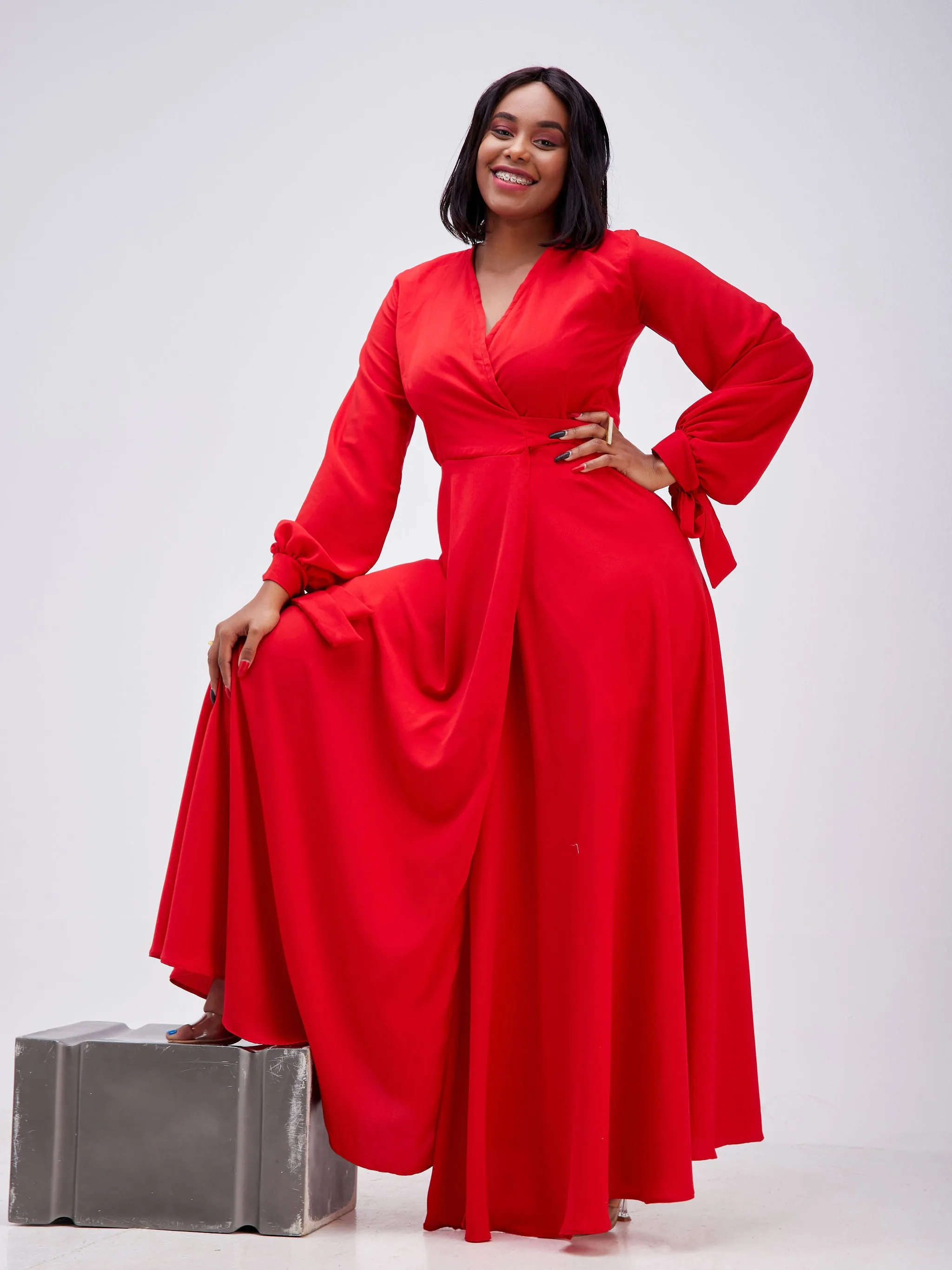Asali Maxi Wrap Dress - Red