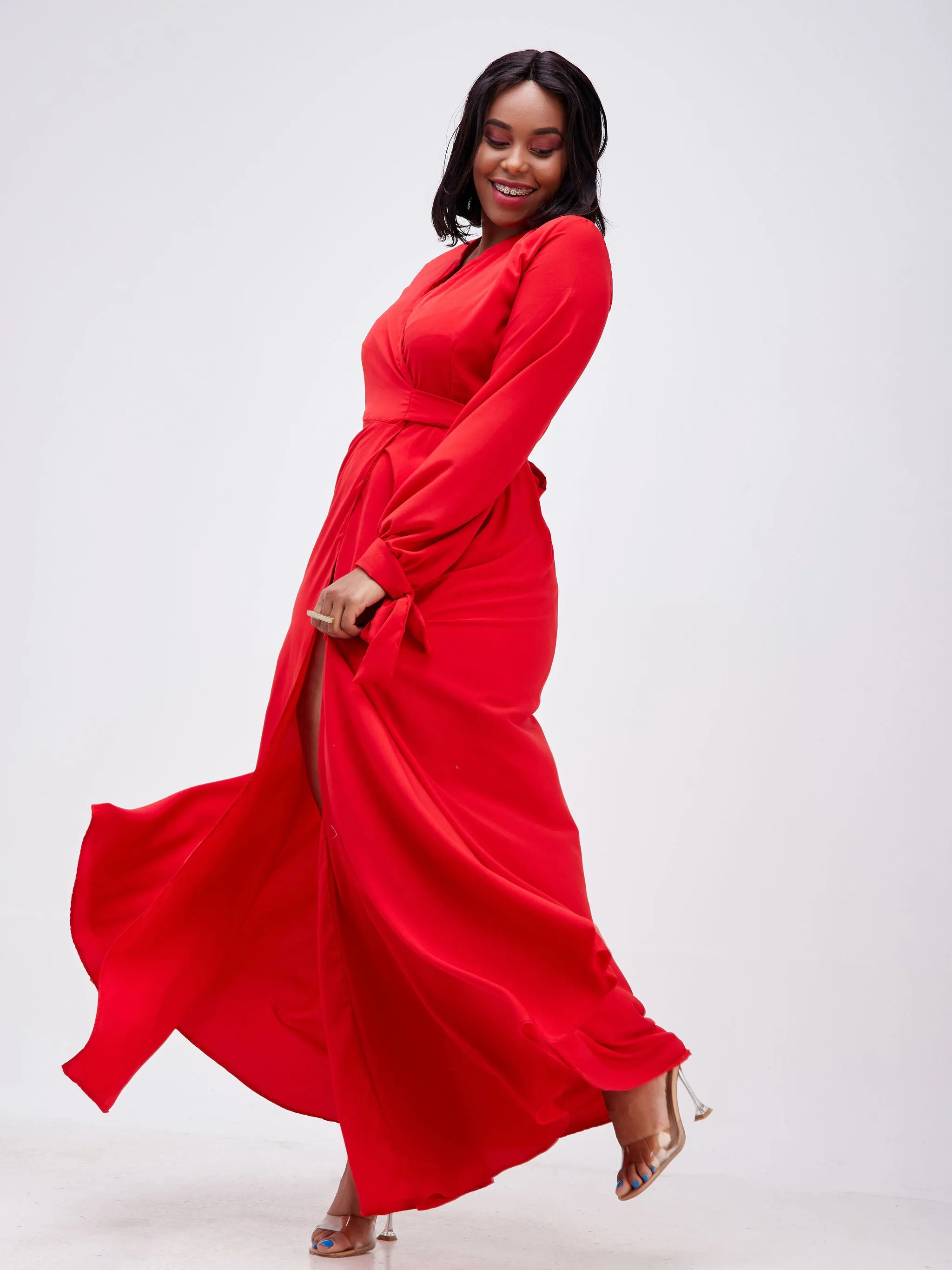 Asali Maxi Wrap Dress - Red