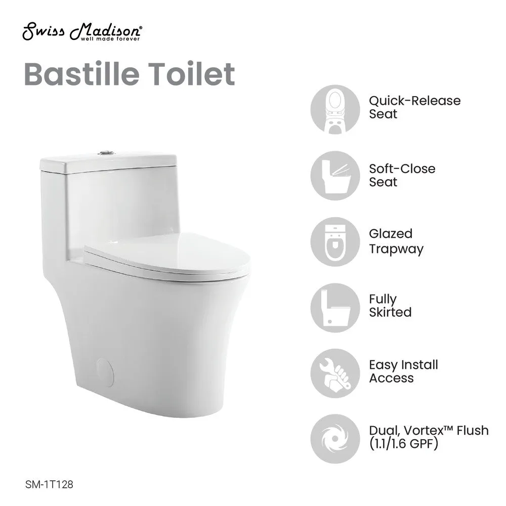 Bastille One-Piece Elongated Toilet Vortex Dual-Flush 1.1/1.6 gpf