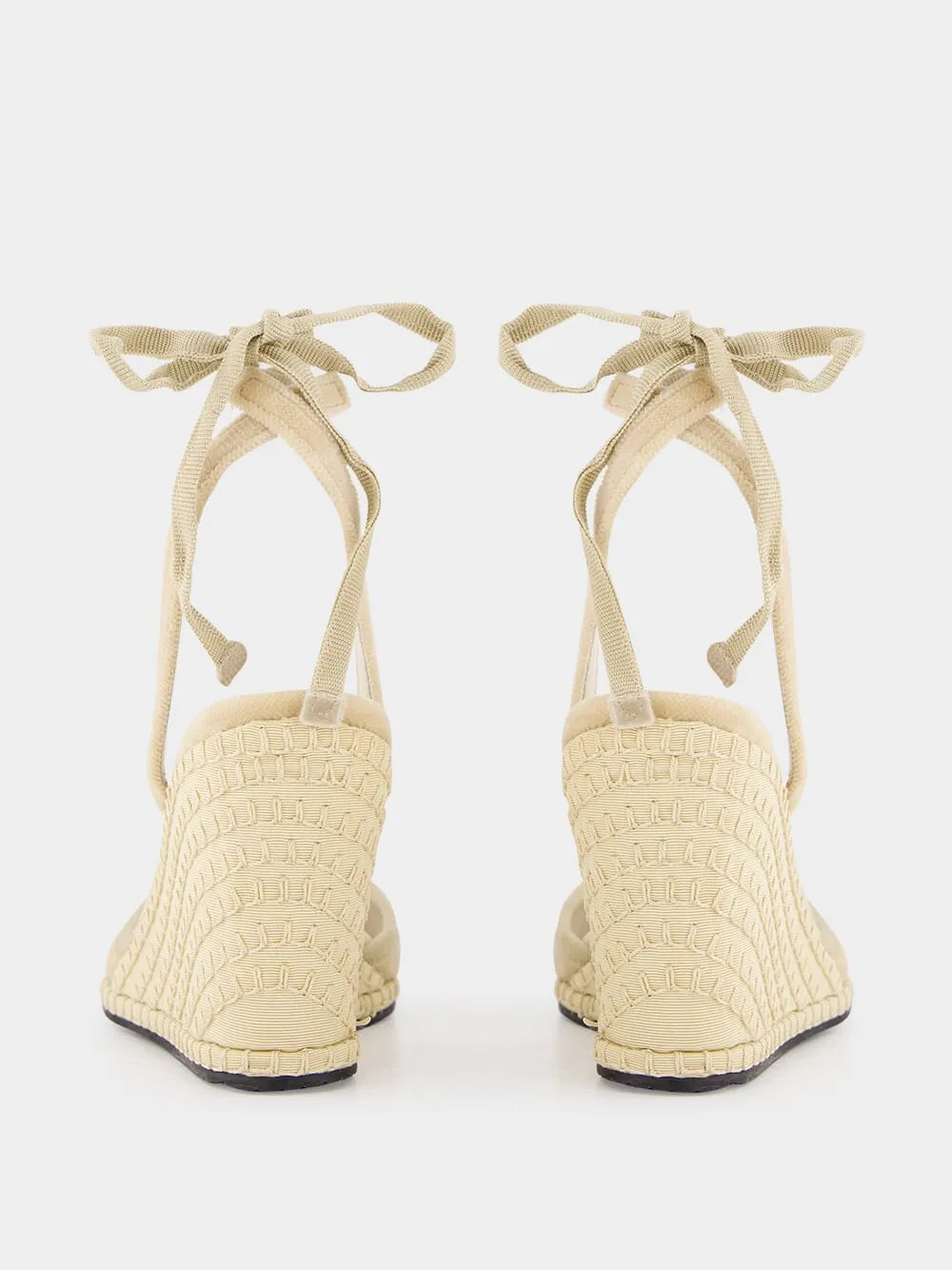 Beige Velvet Lace Wedges