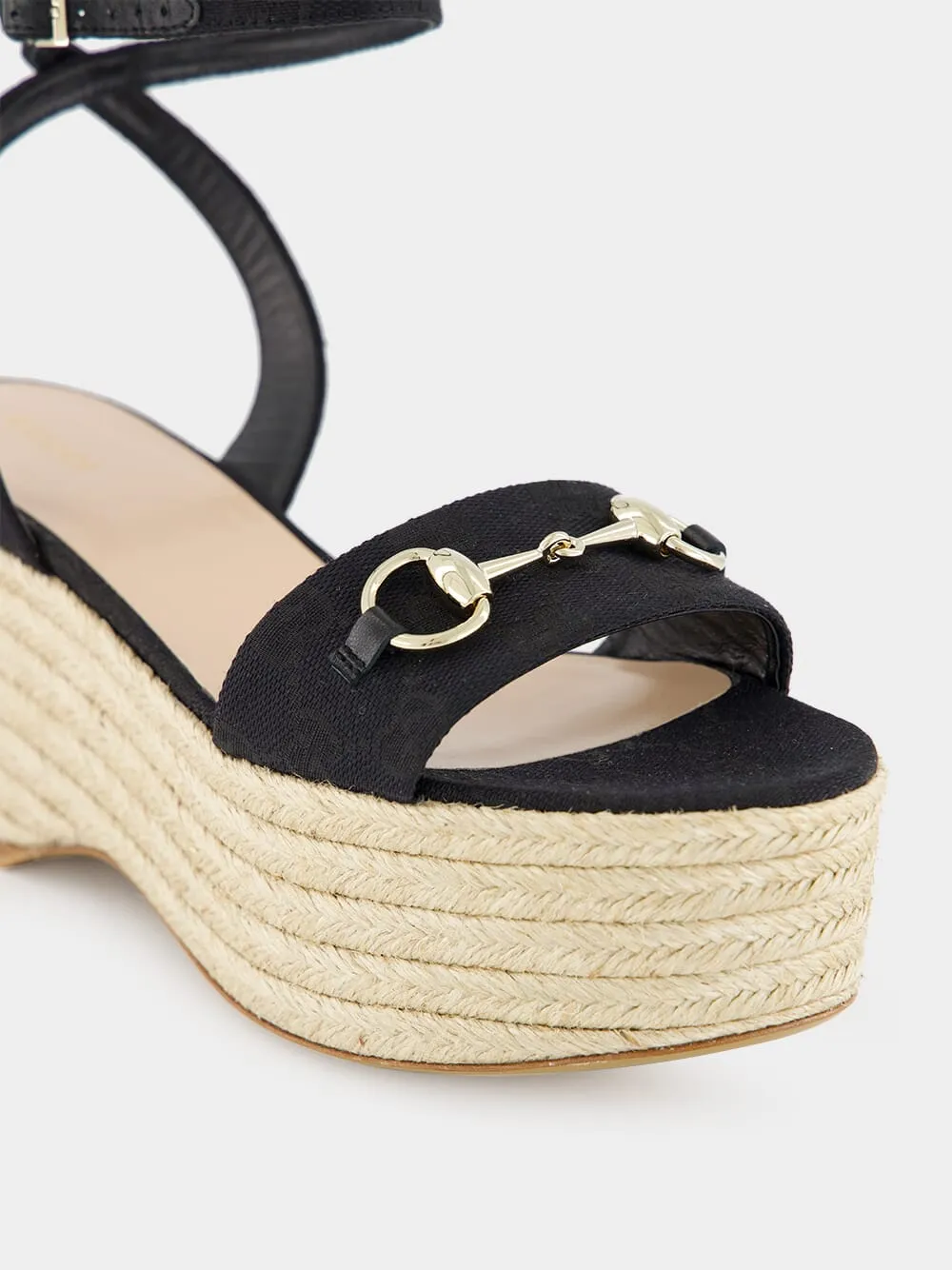 Black GG Canvas Espadrille with Horsebit