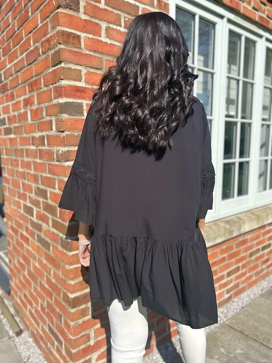 Black Gold Leaf Tassel Tunic Serena