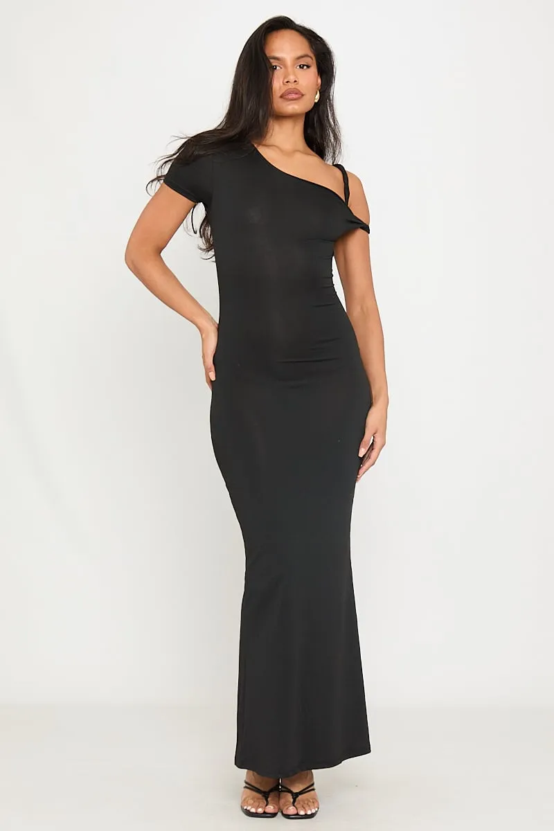 Black Off-Shoulder Maxi Dress | Sleek & Sophisticated | Timeless Elegance
