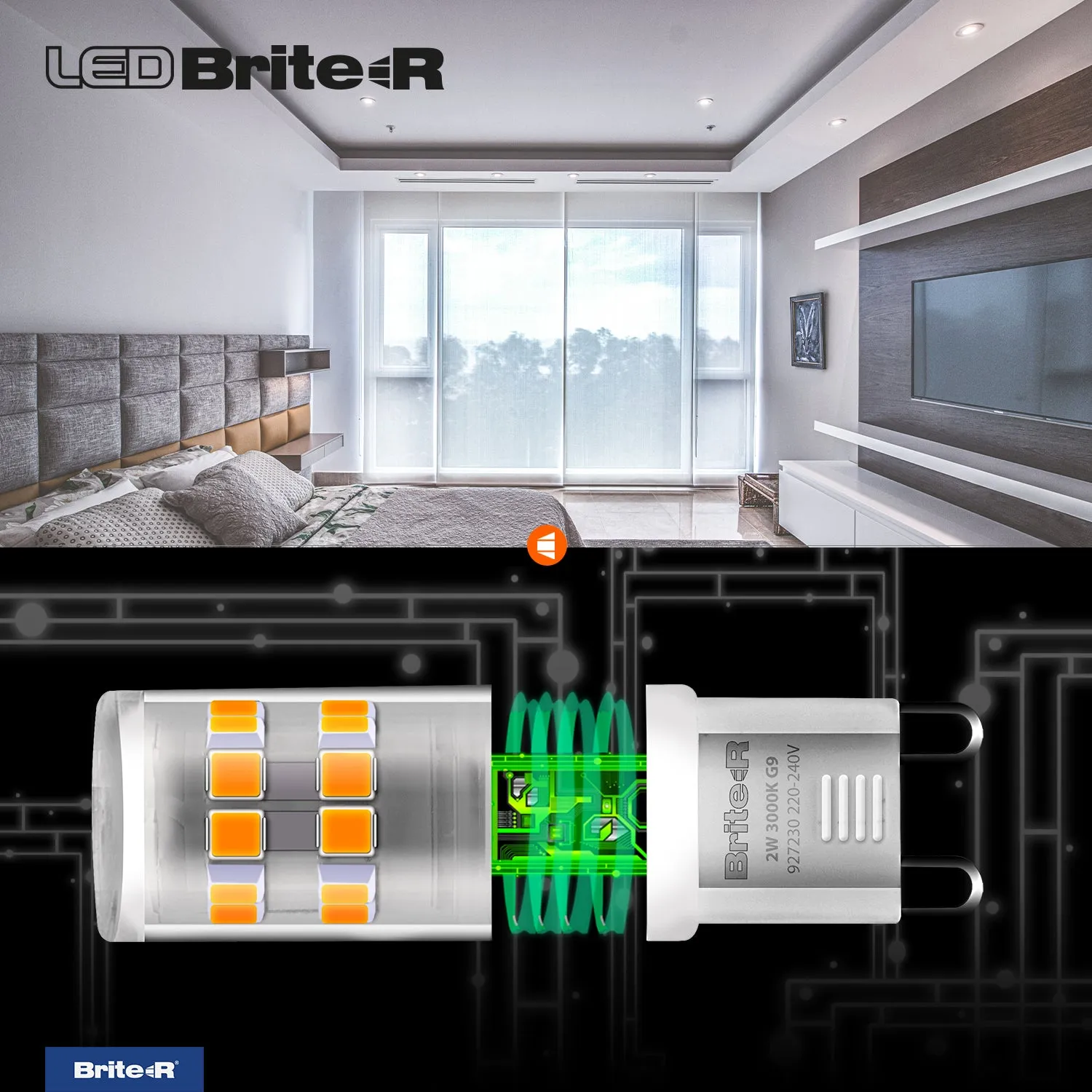 Brite-R 2W G9 LED Bulb Warm White 3000K