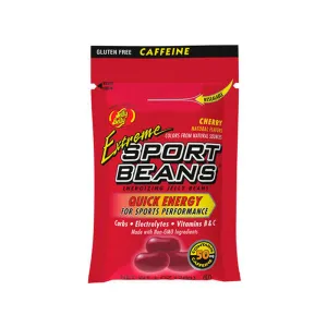 Caramelos (Grajeas) energéticos SPORT BEANS Sabor Cereza 28 gr / Contiene 50 mg de Cafeína / Adicionados con vitaminas B1, B2, B3 y C
