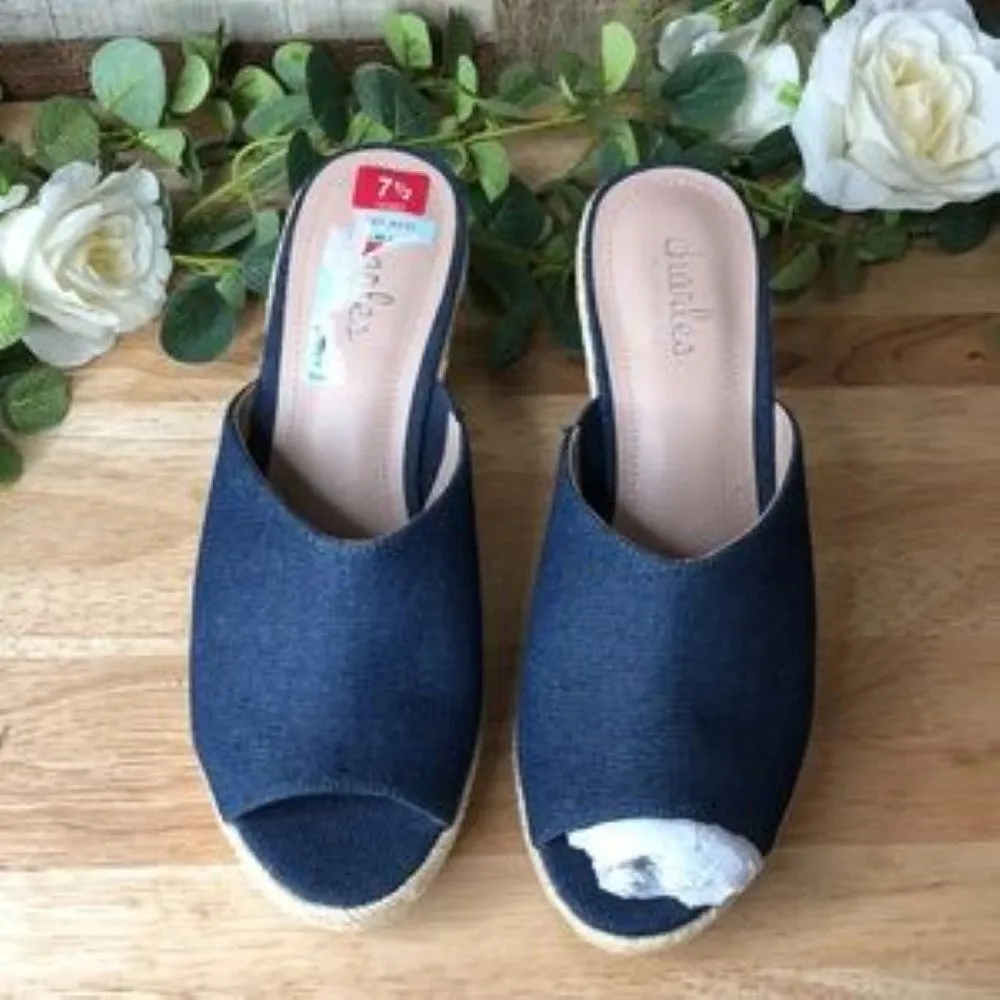Charles by Charles David Lawrence Platform Wedge Espadrilles Dark Blue 7.5M