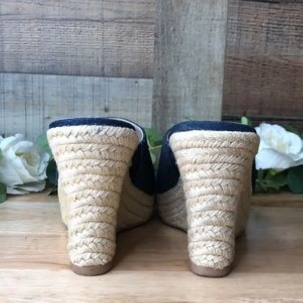 Charles by Charles David Lawrence Platform Wedge Espadrilles Dark Blue 7.5M