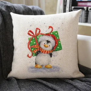 Christmas Themed Linen Pillowcase