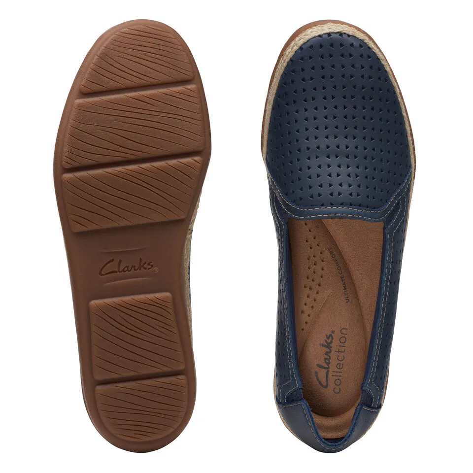 Clarks Women's Elaina Ruby Navy | Warm Beige Leather