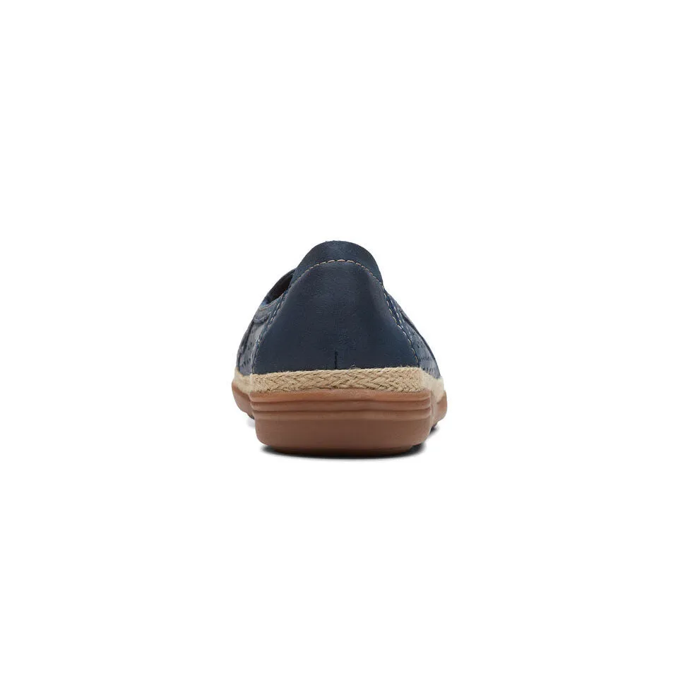 Clarks Women's Elaina Ruby Navy | Warm Beige Leather