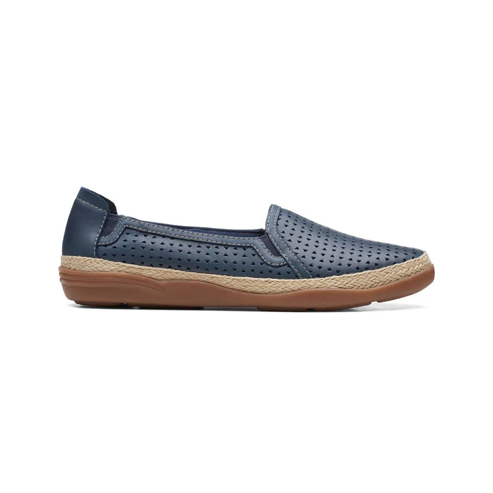 Clarks Women's Elaina Ruby Navy | Warm Beige Leather