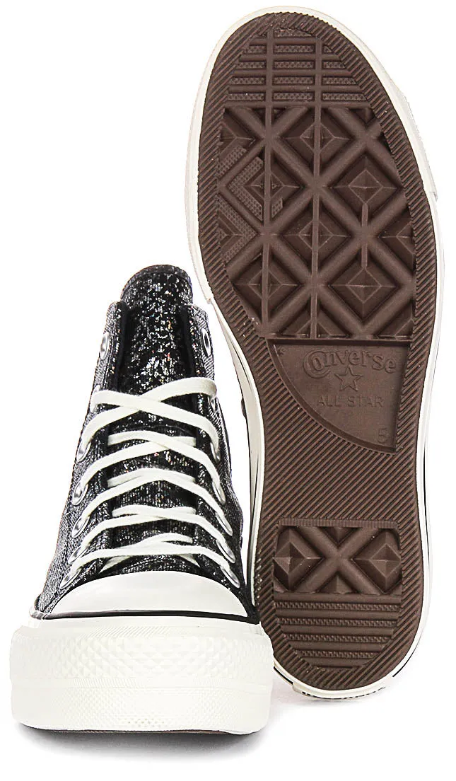 Converse All Star Lift A09551C In Black Silver Metalic