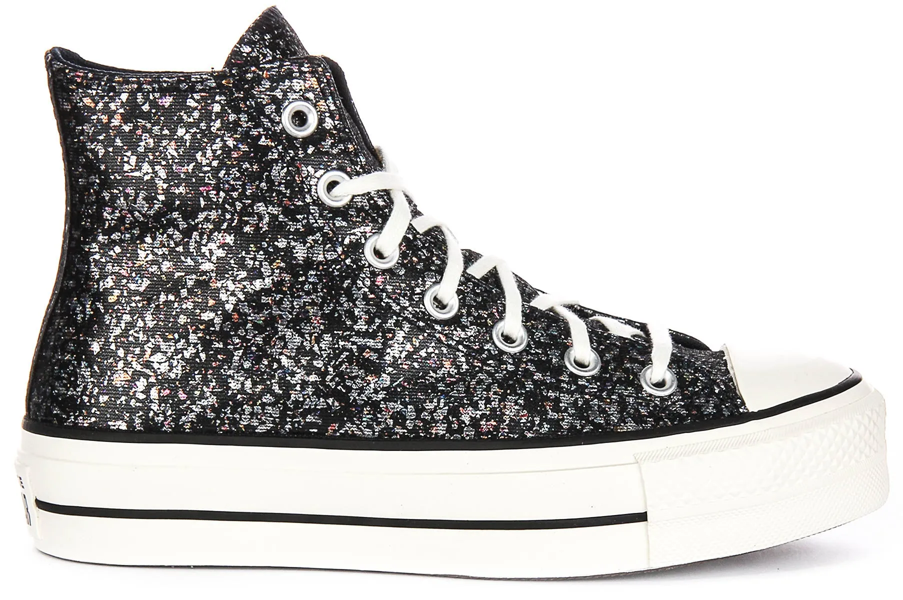 Converse All Star Lift A09551C In Black Silver Metalic