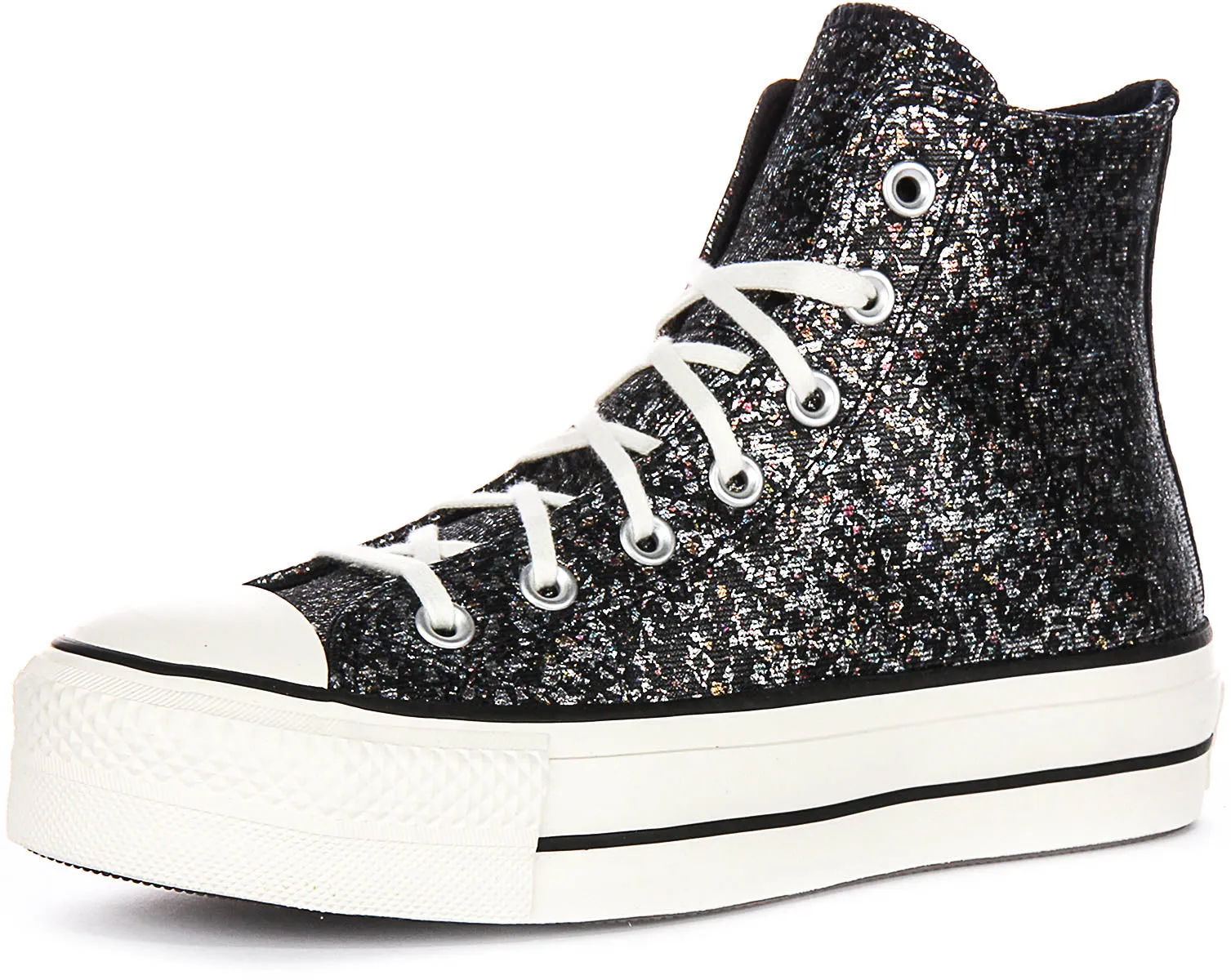 Converse All Star Lift A09551C In Black Silver Metalic
