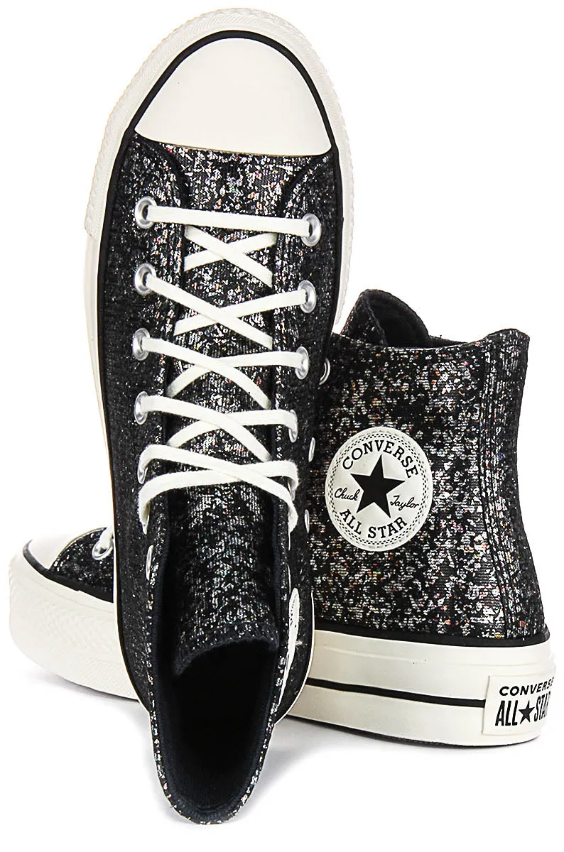 Converse All Star Lift A09551C In Black Silver Metalic