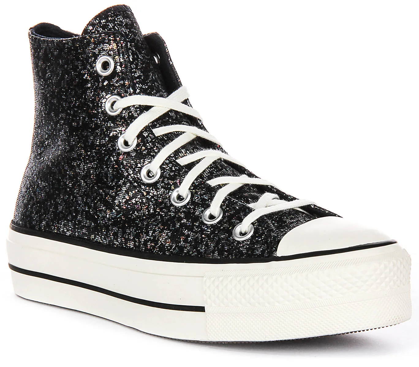 Converse All Star Lift A09551C In Black Silver Metalic