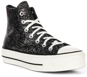 Converse All Star Lift A09551C In Black Silver Metalic