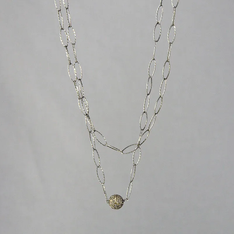 Diamond Ball Open Link Necklace