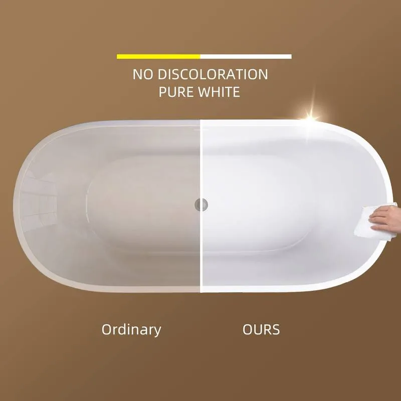 Elegant Oval Soaking Tub with Chrome Drain
