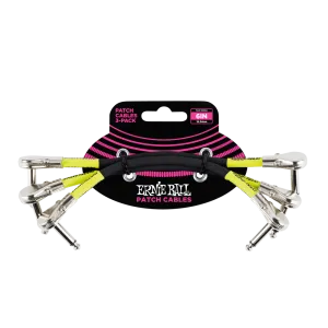 Ernie Ball Flat Angle Patch Cable 3 Pack, Black, 15 cm Length