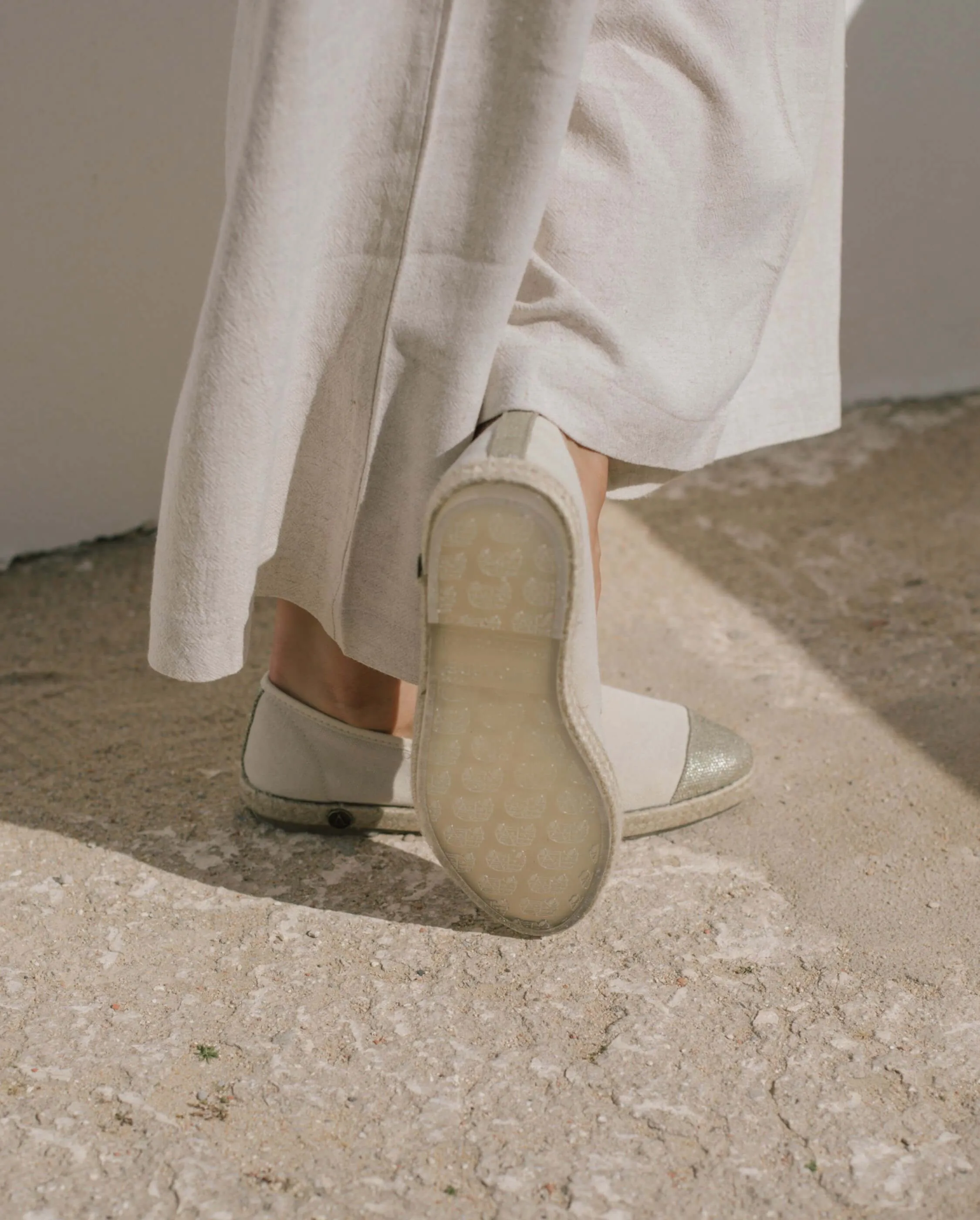 Espadrille femme coton, beige doré