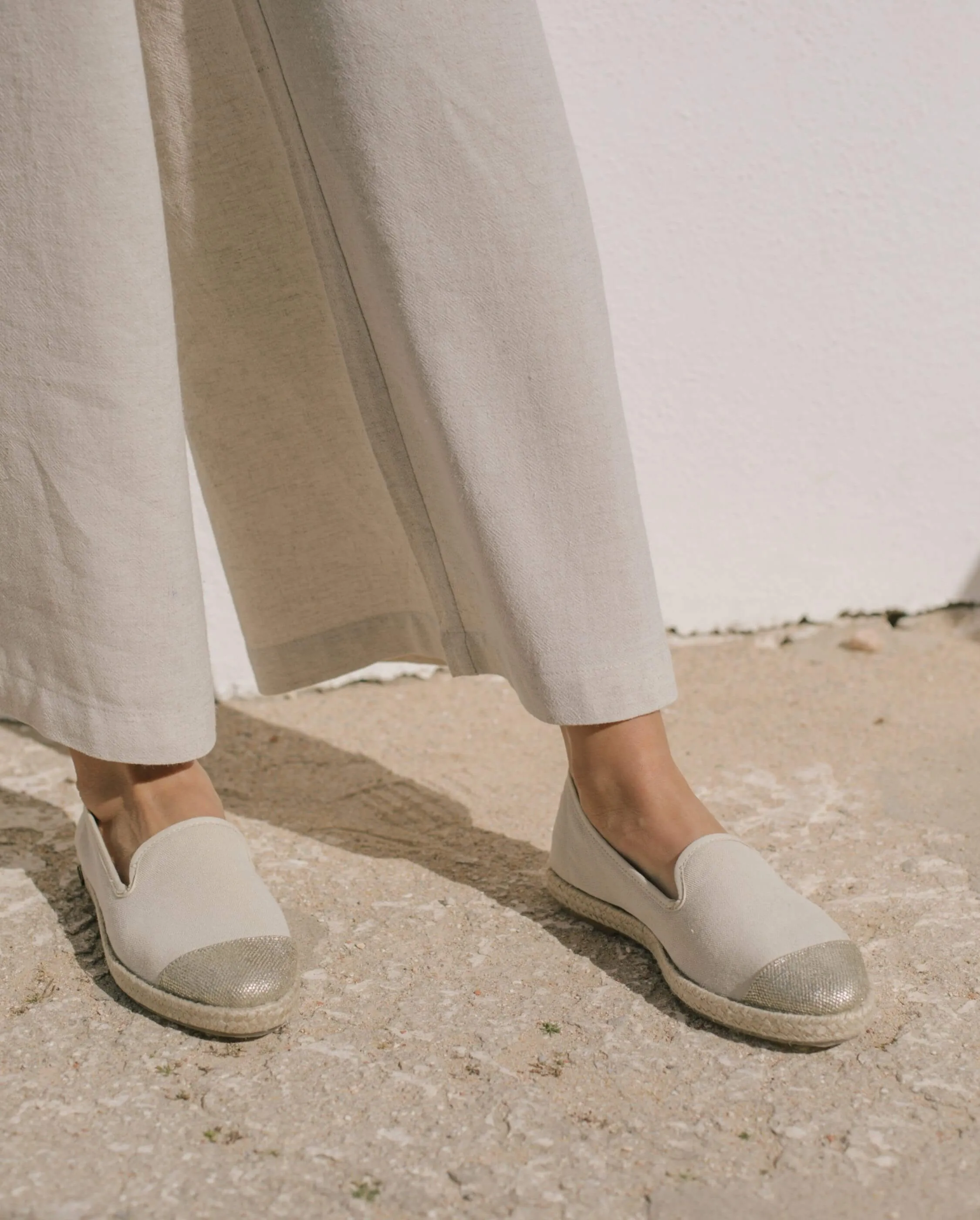 Espadrille femme coton, beige doré