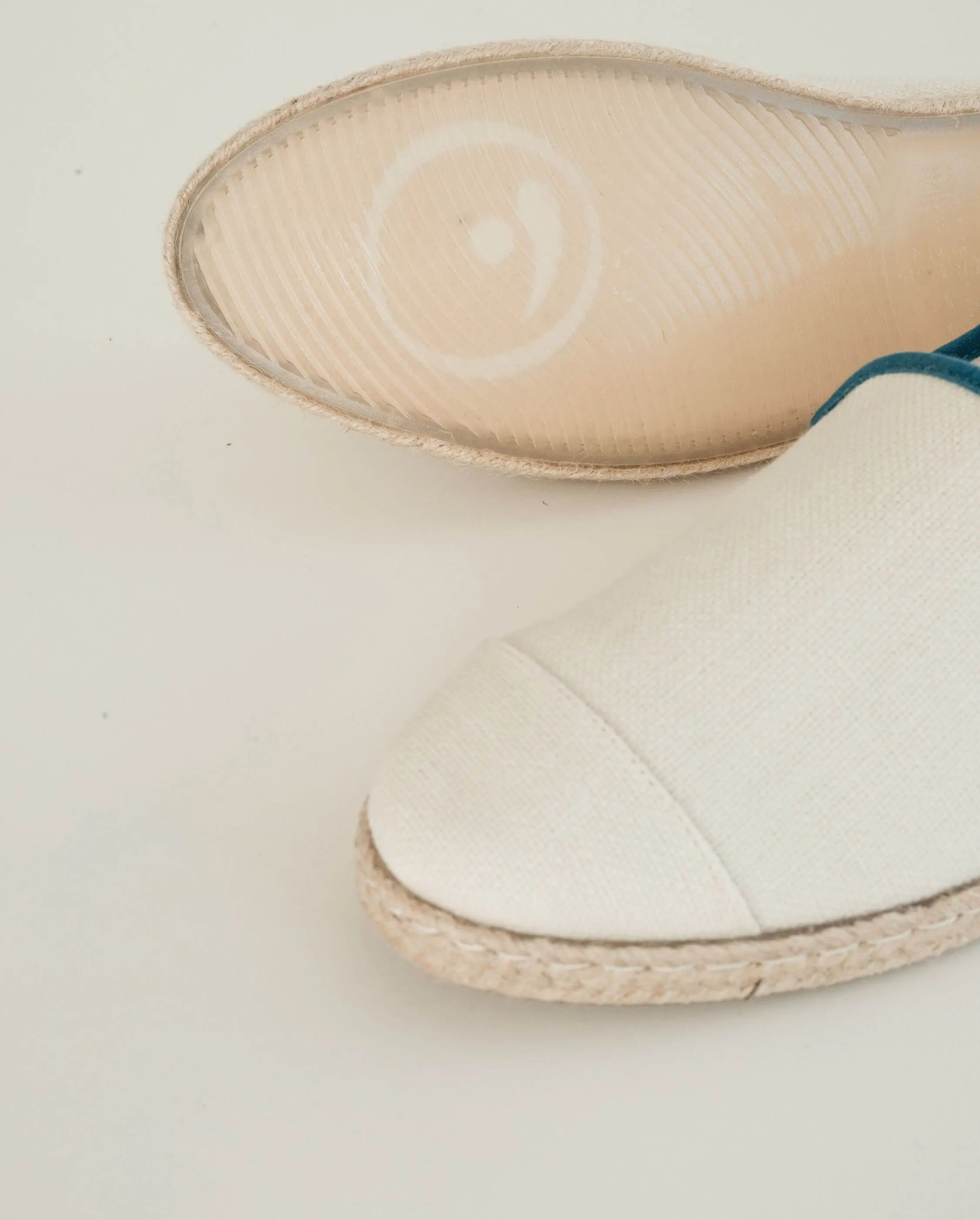 Espadrille homme lin, blanc bleu