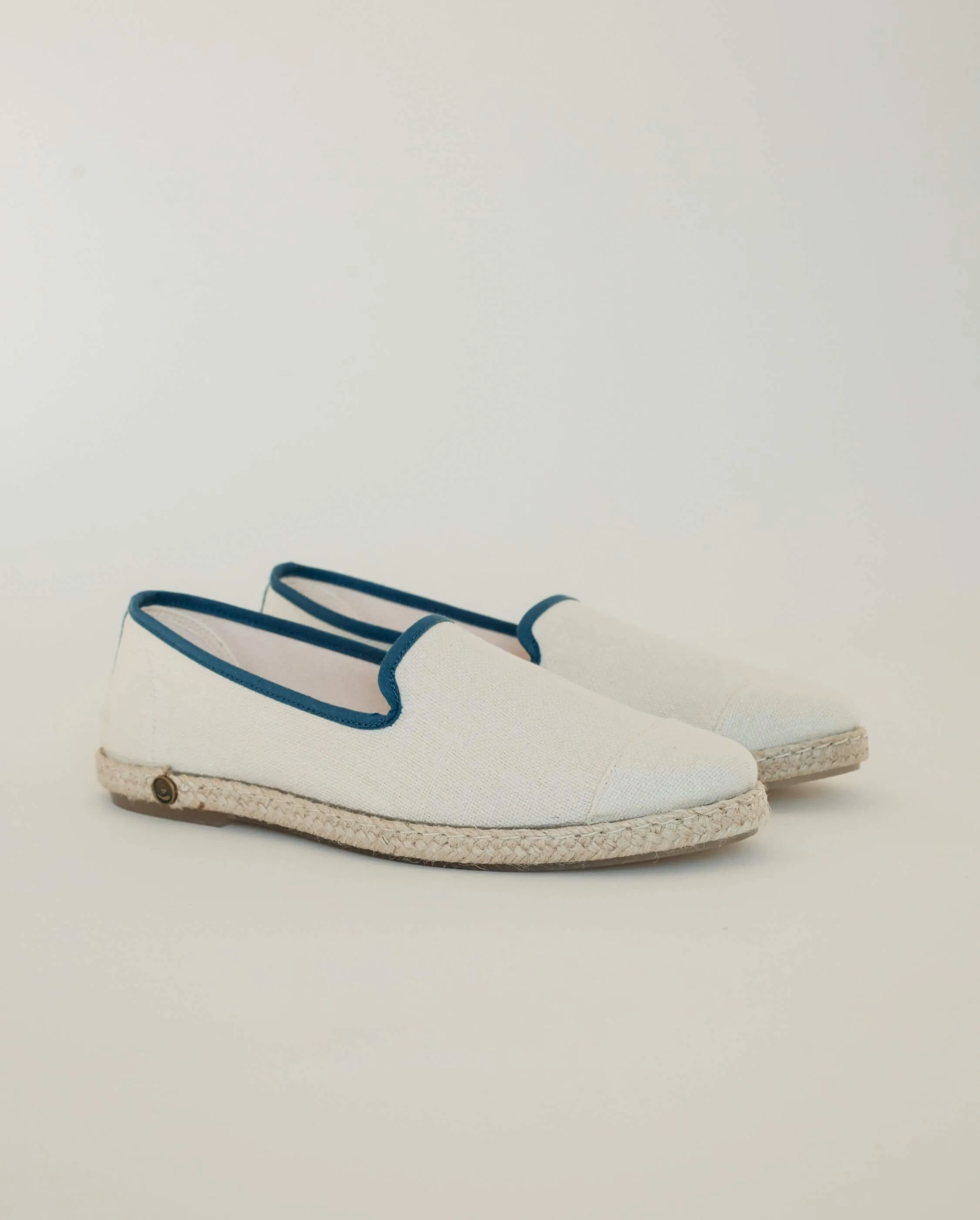 Espadrille homme lin, blanc bleu