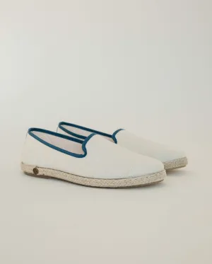 Espadrille homme lin, blanc bleu