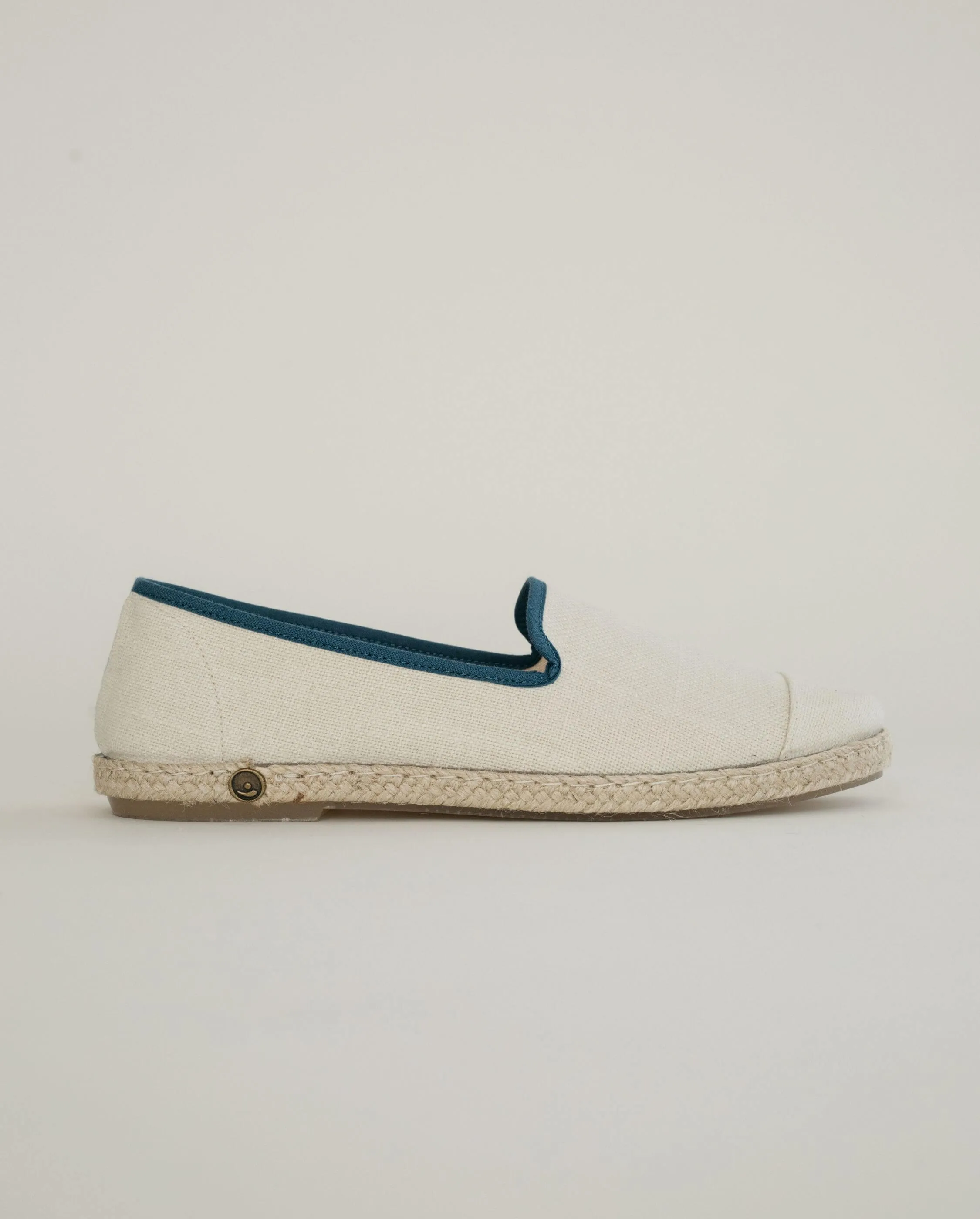Espadrille homme lin, blanc bleu