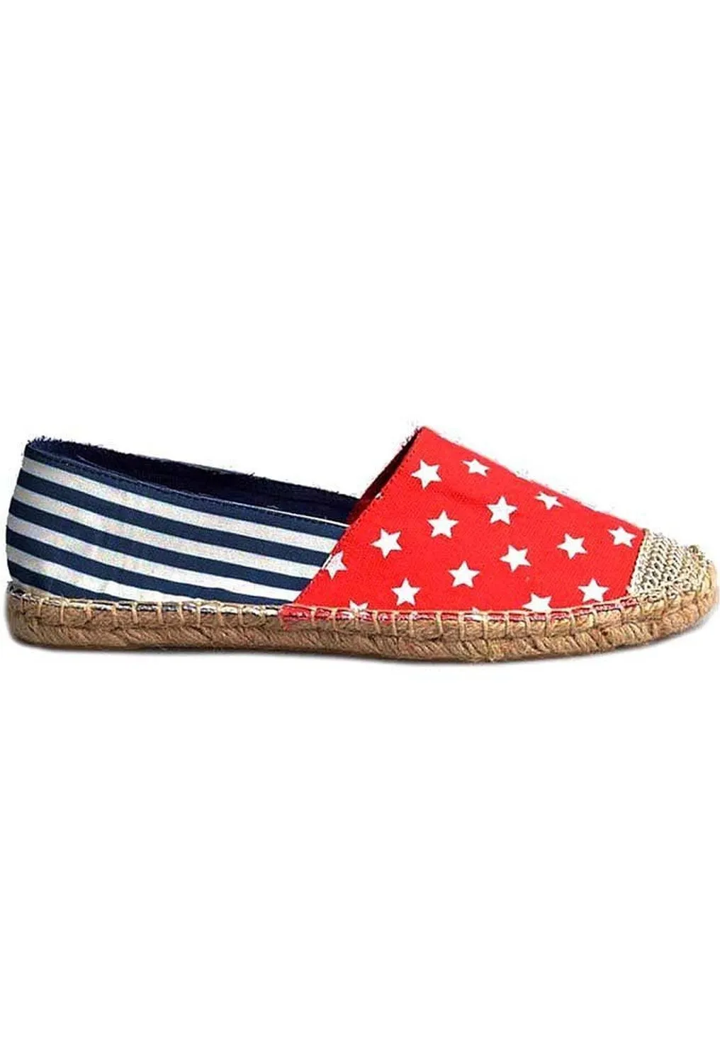 Flag Stars Stripes Women's Flat Slip on Espadrille Shoes