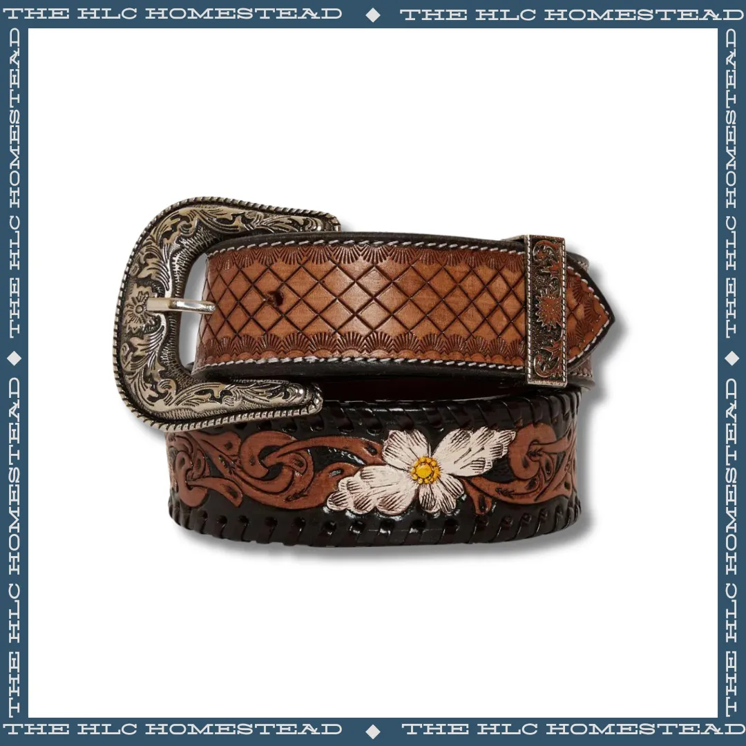Floral and Woven Leather Belt