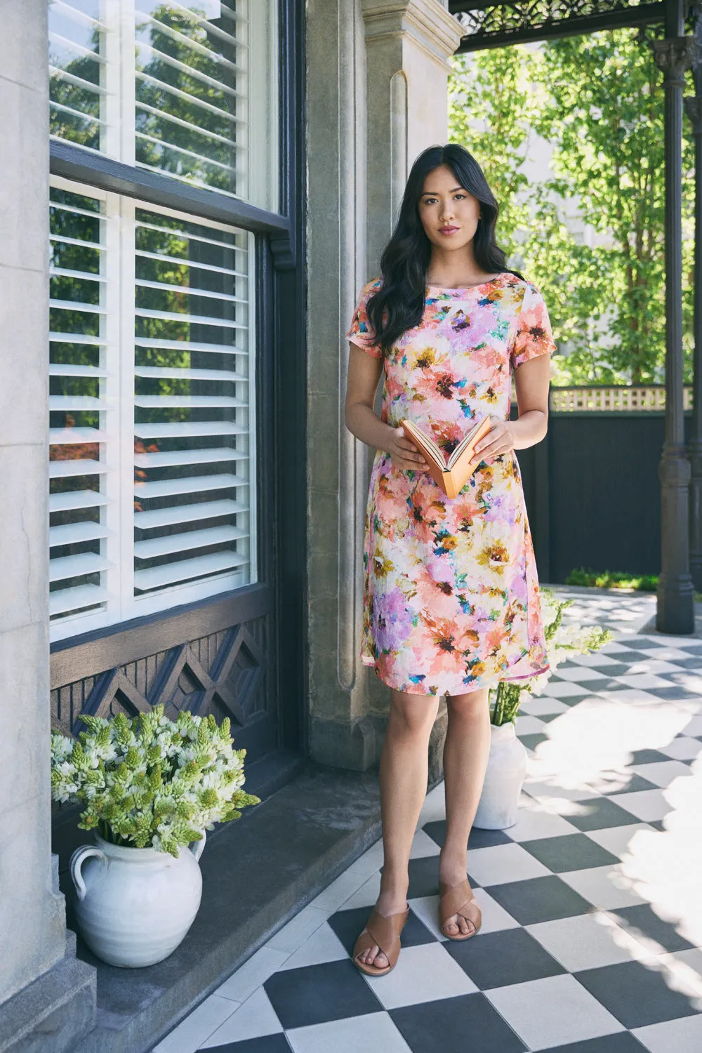 French Linen Shift Dress - Jane's Bouquet