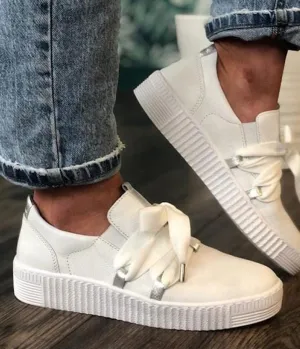 Glam White/Silver Slip On Trainer