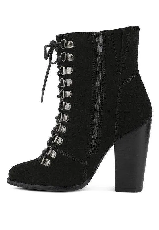 Goose-Feather Antique High Heeled Ankle Boot