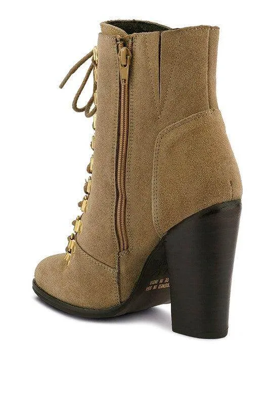 Goose-Feather Antique High Heeled Ankle Boot