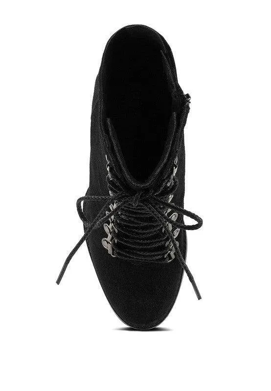 Goose-Feather Antique High Heeled Ankle Boot