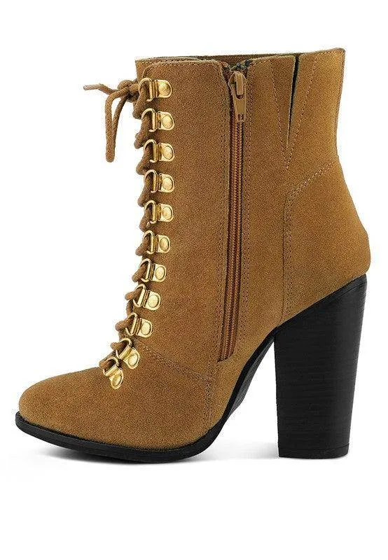 Goose-Feather Antique High Heeled Ankle Boot
