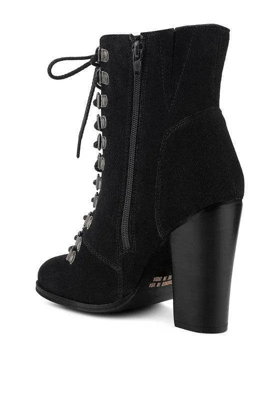 Goose-Feather Antique High Heeled Ankle Boot